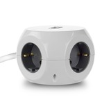ACT Connectivity Stekkerdoos kubus met 3 stopcontacten, 30W Power Delivery USB-C/A poorten, kabellengte 1,5m stekkerdoos Wit, Type F