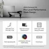 ASUS Zenbook S 14 UX5406AA-QJ045W 14"  Copilot+ laptop Grijs | Core Ultra 9 386H | Intel Graphics | 32 GB | 1 TB SSD