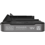 BLACK+DECKER POWERCONNECT 18V 2.0 Ah accu + 1A snellader oplader Zwart, Lithium accu met laadstatusindicator