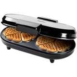 Bestron ADWM730S Dubbele wafelmaker voor klassieke hartvormige wafels wafelijzer Roestvrij staal/zwart