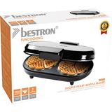 Bestron ADWM730S Dubbele wafelmaker voor klassieke hartvormige wafels wafelijzer Roestvrij staal/zwart