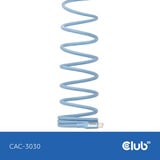 Club 3D USB-C Magnetic-Coil 240W PD3.1 Blue Cable, 2 meter kabel Blauw
