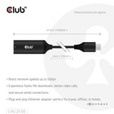 Club 3D USB-C naar RJ45 5Gbps Ethernet M/F adapter Zwart