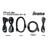 iiyama ProLite T1932MSC-B2S 19" touchscreen monitor Zwart, VGA, HDMI, DisplayPort, Audio, Touchscreen