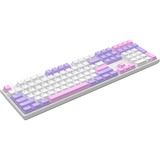 HelloGanss HS108T GC09, toetsenbord Wit/paars, US lay-out, Gateron Yellow, RGB leds, PBT Doubleshot keycaps, hot swap, 2,4 GHz / Bluetooth / USB-C