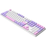 HelloGanss HS108T GC09, toetsenbord Wit/paars, US lay-out, Gateron Yellow, RGB leds, PBT Doubleshot keycaps, hot swap, 2,4 GHz / Bluetooth / USB-C