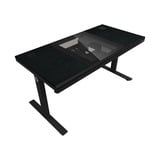 LORGAR Desk Elite 90 Series Wood tafel behuizing Zwart/houtkleur | 3x USB-A | 2x USB-C | RGB | Tempered Glass