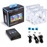 Lian Li UNI FAN AL120 Triple Pack case fan Wit, RGB leds, 4-pins PWM fan-connector, Incl. controller