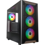 Montech XR Wood midi tower behuizing Zwart | 1x USB-A | 1x USB-C | RGB | Window