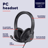 Trust Ayda Max Pc-headset Bedraad over-ear  Zwart, Microfoon met mute, verstelbare hoofdband