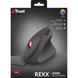 Trust GXT 144 Rexx Ergonomic Vertical Gaming Mouse Zwart, RGB led, 250 - 10000 dpi