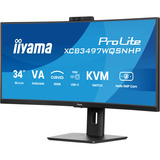 iiyama ProLite XCB3497WQSNPH-B1 34" Curved UltraWide monitor Zwart, 120 Hz, HDMI, DisplayPort, USB-C, LAN, FreeSync, Webcam