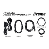 iiyama ProLite XCB3497WQSNPH-B1 34" Curved UltraWide monitor Zwart, 120 Hz, HDMI, DisplayPort, USB-C, LAN, FreeSync, Webcam