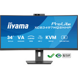 iiyama ProLite XCB3497WQSNPH-B1 34" Curved UltraWide monitor Zwart, 120 Hz, HDMI, DisplayPort, USB-C, LAN, FreeSync, Webcam