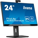 iiyama Prolite XUB2490HSUC-B5 23.8" Monitor Zwart, Webcam, VGA, HDMI, DisplayPort, USB, Audio