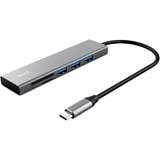 Trust Halyx Snelle USB-C-hub en -kaartlezer usb-hub aluminium/zwart
