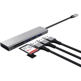 Trust Halyx Snelle USB-C-hub en -kaartlezer usb-hub aluminium/zwart