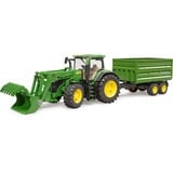 bruder John Deere 7R 350 met Frontlader en transportaanhanger Modelvoertuig 03155