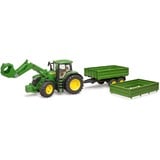 bruder John Deere 7R 350 met Frontlader en transportaanhanger Modelvoertuig 03155