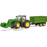 bruder John Deere 7R 350 met Frontlader en transportaanhanger Modelvoertuig 03155