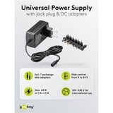 goobay Universele voeding 9V - 24V, Max. 24 W oplader Zwart, Incl. 7 stekkeradapters