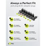 goobay Universele voeding 9V - 24V, Max. 24 W oplader Zwart, Incl. 7 stekkeradapters