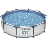 Bestway Zwembad steel pro max set rond 305 Lichtgrijs, Incl. filterpomp (220-240V)