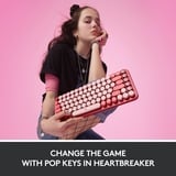 Logitech POP Keys - HEARTBREAKER, toetsenbord Lichtrood/wit, US-International, GX Brown, Bluetooth