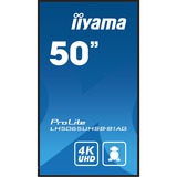 iiyama ProLite LH5075UHS-B1AG 49.5" 4K Ultra HD Public Display Zwart, HDMI, DisplayPort, LAN, USB, Audio, WiFi, Android