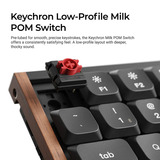 Keychron K3 Max SE QMK Wireless Custom Mechanical Keyboard, toetsenbord Zwart/houtkleur, US lay-out, Keychron Milk POM Red, 75%, RGB, Hot swap, 2.4 GHz / Bluetooth 5.3 / USB-C