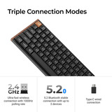 Keychron K3 Max SE QMK Wireless Custom Mechanical Keyboard, toetsenbord Zwart/houtkleur, US lay-out, Keychron Milk POM Red, 75%, RGB, Hot swap, 2.4 GHz / Bluetooth 5.3 / USB-C