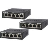 Netgear GS305-300PES, 3 pack switch Zwart