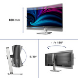 Philips 34B2U5900C/00 34" 4K UHD UltraWide monitor Zilver, HDMI, DisplayPort, Audio, LAN, USB-C, 120 Hz
