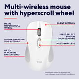 Trust Ferro Draadloze Muis Hyperscrollwiel Wit, 1000-3200 Dpi, 2.4G Hz, 2x Bluetooth, Stille Knoppen