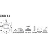 High Peak Amora 5.0 tent Lichtgrijs/rood