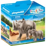 PLAYMOBIL Family Fun - Neushoorn met baby Constructiespeelgoed 70357