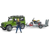 bruder Land Rover Defender met aanhanger, Scrambler Ducati Full Throttle Modelvoertuig 02589