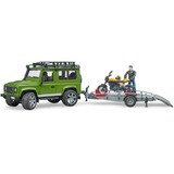 bruder Land Rover Defender met aanhanger, Scrambler Ducati Full Throttle Modelvoertuig 02589