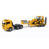 bruder MAN met dieplader en JCB 4CX graaflaadmachine Modelvoertuig 02776