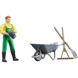 bruder bworld boer met kruiwagen en gereedschap Speelfiguur 62610