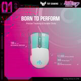 ASUS TUF GAMING Mini Wireless Mouse Hatsune Miku Edition Wit/turquoise, 12.000 dpi, USB / 2.4GHz / Bluetooth