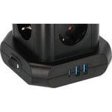 Brennenstuhl Stekkerdoos toren met 8 stekkerdozen in 45° opstelling Zwart, 8x stekker, 1x USB-C, 2x USB-A, 2x USB A, 1x USB C Power Delivery