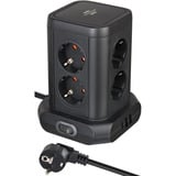 Brennenstuhl Stekkerdoos toren met 8 stekkerdozen in 45° opstelling stekkerdoos Zwart, 2x USB A, 1x USB C Power Delivery
