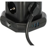 Brennenstuhl Stekkerdoos toren met 8 stekkerdozen in 45° opstelling stekkerdoos Zwart, 2x USB A, 1x USB C Power Delivery