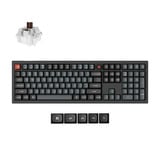 Keychron V6W-D3 8K QMK Wired Custom Mechanical Keyboard, toetsenbord Zwart, US lay-out, Keychron Super Brown, RGB leds, Double-shot PBT, hot swap, 8K, Knop