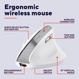 Trust Bayo II Ergonomische draadloze muis Wit, 800 dpi - 2400 dpi