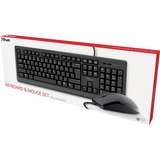 Trust Primo Keyboard & Mouse Set, desktopset Zwart, US lay-out, Membraan