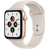 Apple Watch SE smartwatch Goud/wit, 44mm, sportarmband, aluminium behuizing