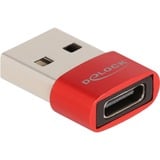 DeLOCK USB 2.0 Adapter USB-A male > USB-C female Rood
