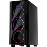 Inter-Tech A-3401 Chevron Tower-behuizing Zwart | Window-kit | USB 3.0